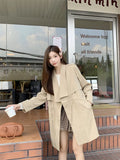 Plus Size Versatile Coat Women's Trench Coat 2025 Spring Autumn Elegant Korean Version Drawstring Casual Windbreaker Jacket