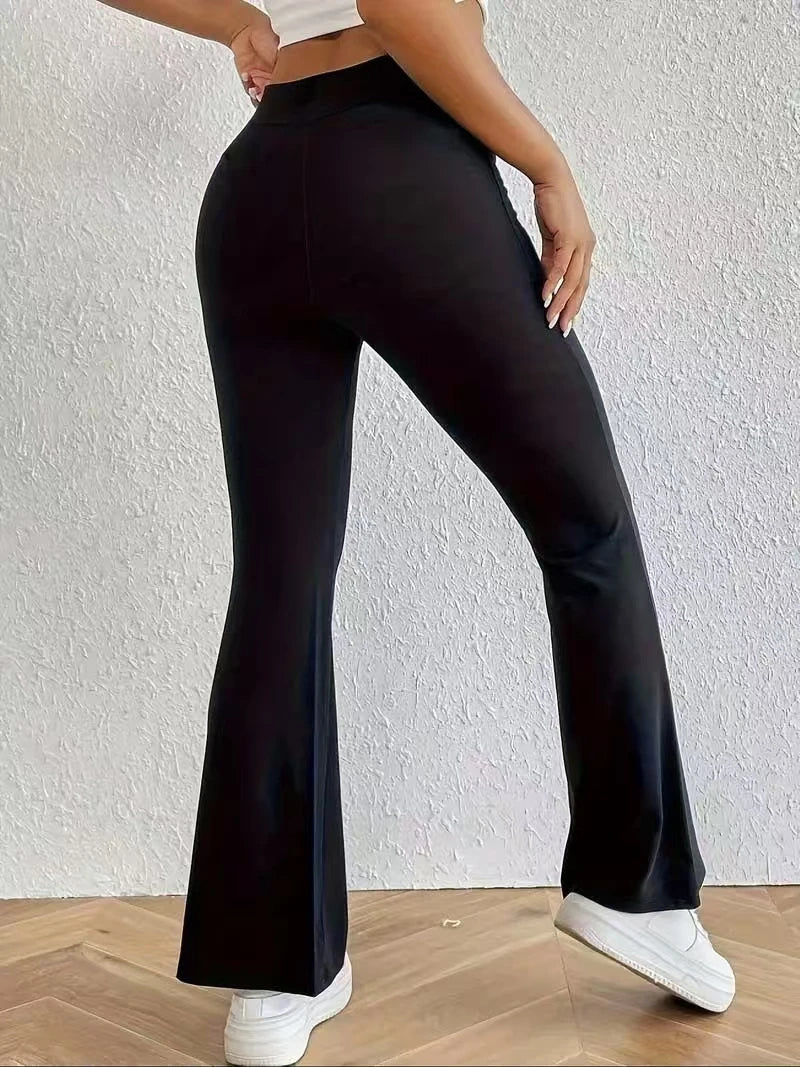 Casual Sexy Basic Solid Flare Pants Y2K Slim Low-Waisted Boot Cut Pants Women 2024 Autumn Spring Fashion Streetwear Lady