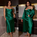 Big Size Women Nightwear Long Dress and Bathrobe Set for Ladies Pajamas Spring Summer Sexy Comfortable Home Wear Plus Size 2pcs