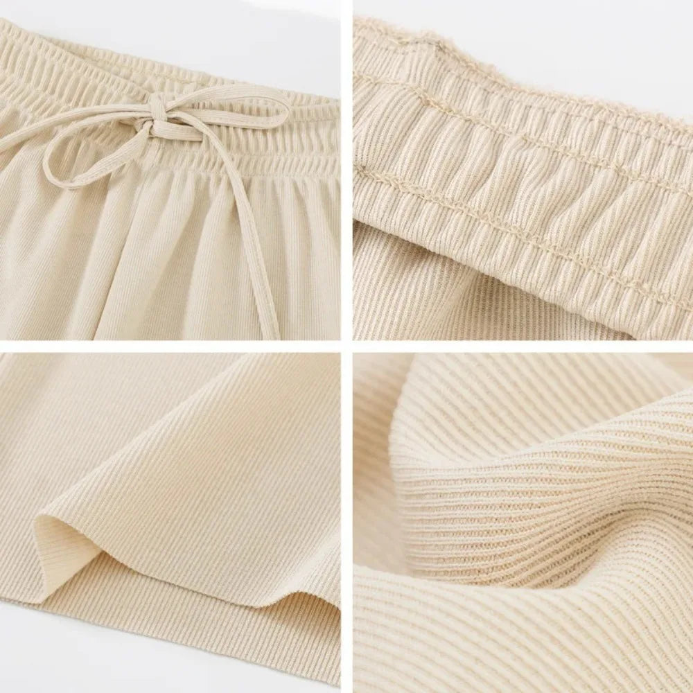 2026 Women Ankle-Length Wide Leg Pants Casual Summer Solid Elastic Waist Loose Ice Silk Pants Spring Summer Female Trousers