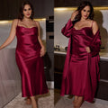 Big Size Women Nightwear Long Dress and Bathrobe Set for Ladies Pajamas Spring Summer Sexy Comfortable Home Wear Plus Size 2pcs
