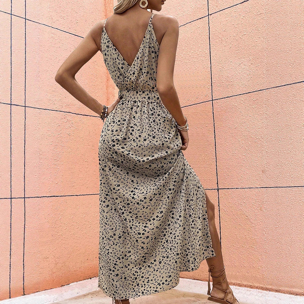 Women'S Summer Dress Printed Sling Casual Vacation Style Long Dress
